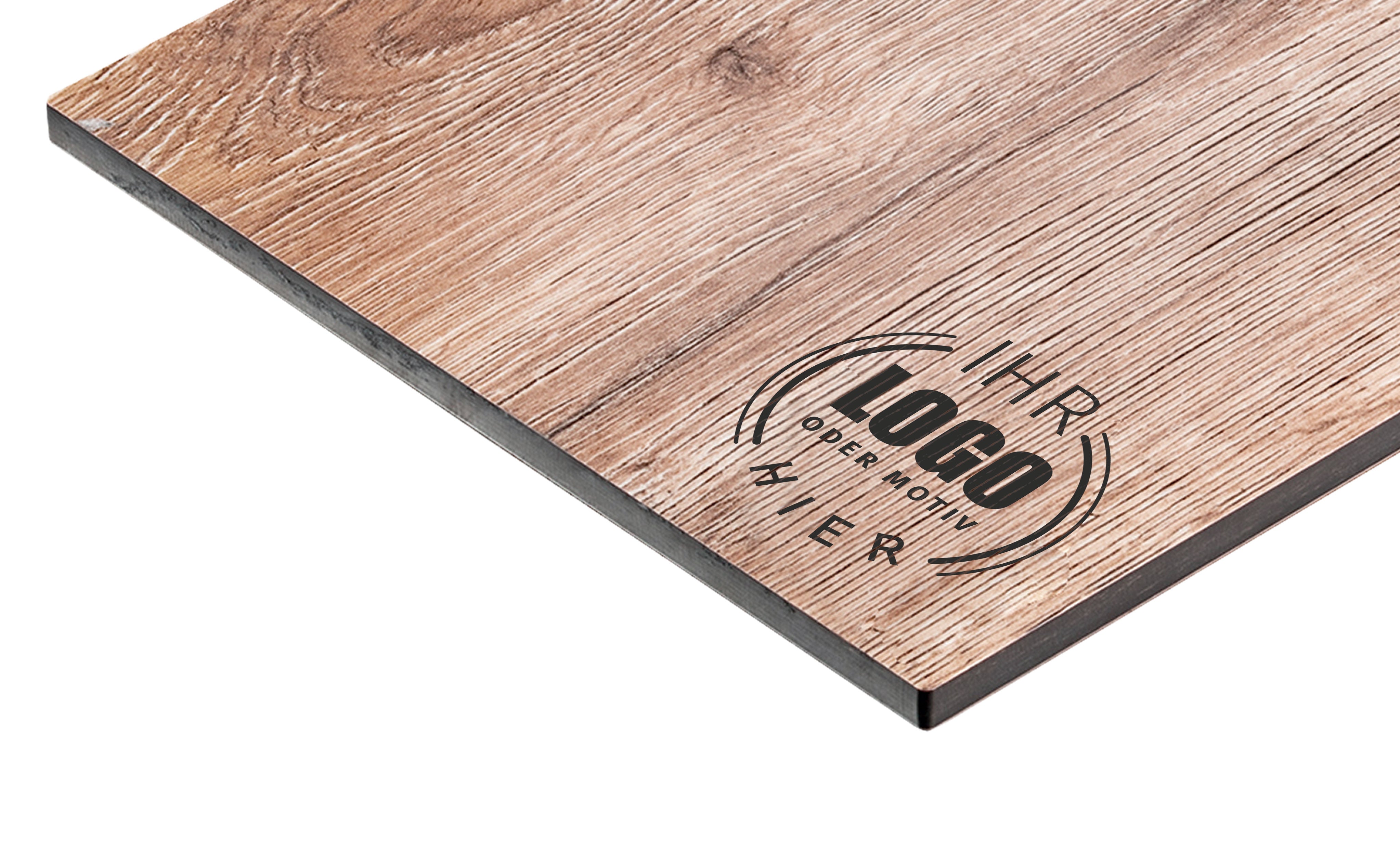 Individuelles Branding auf Holzplatte