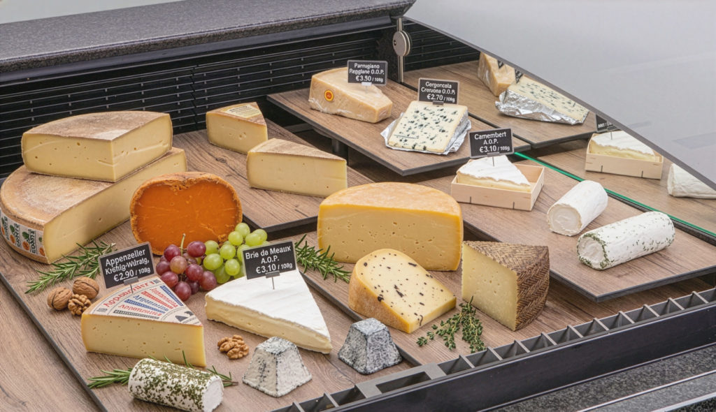 Käsetheke mit Holzplatten